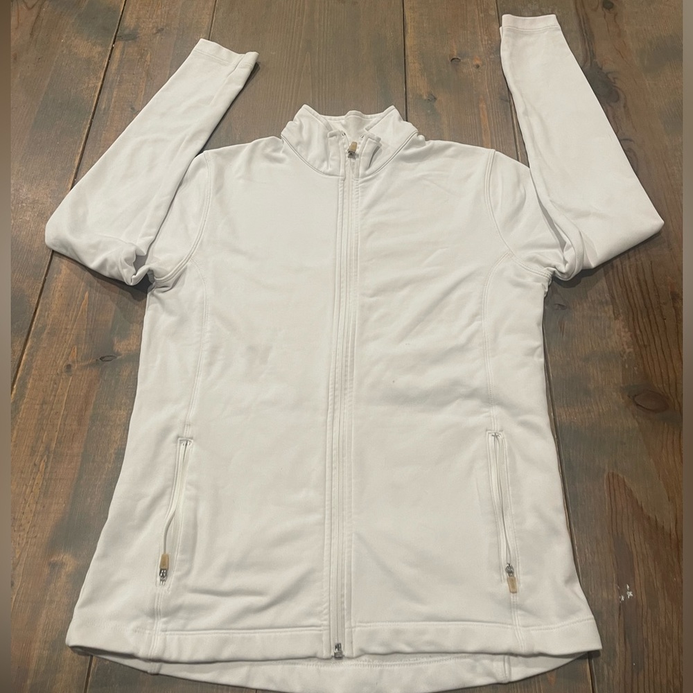Lucy Tech Women’s Long Sleeve Off White Full Zipper Workout Jacket Size: M